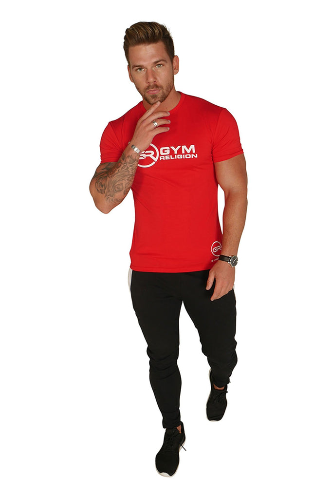 gym red t shirt